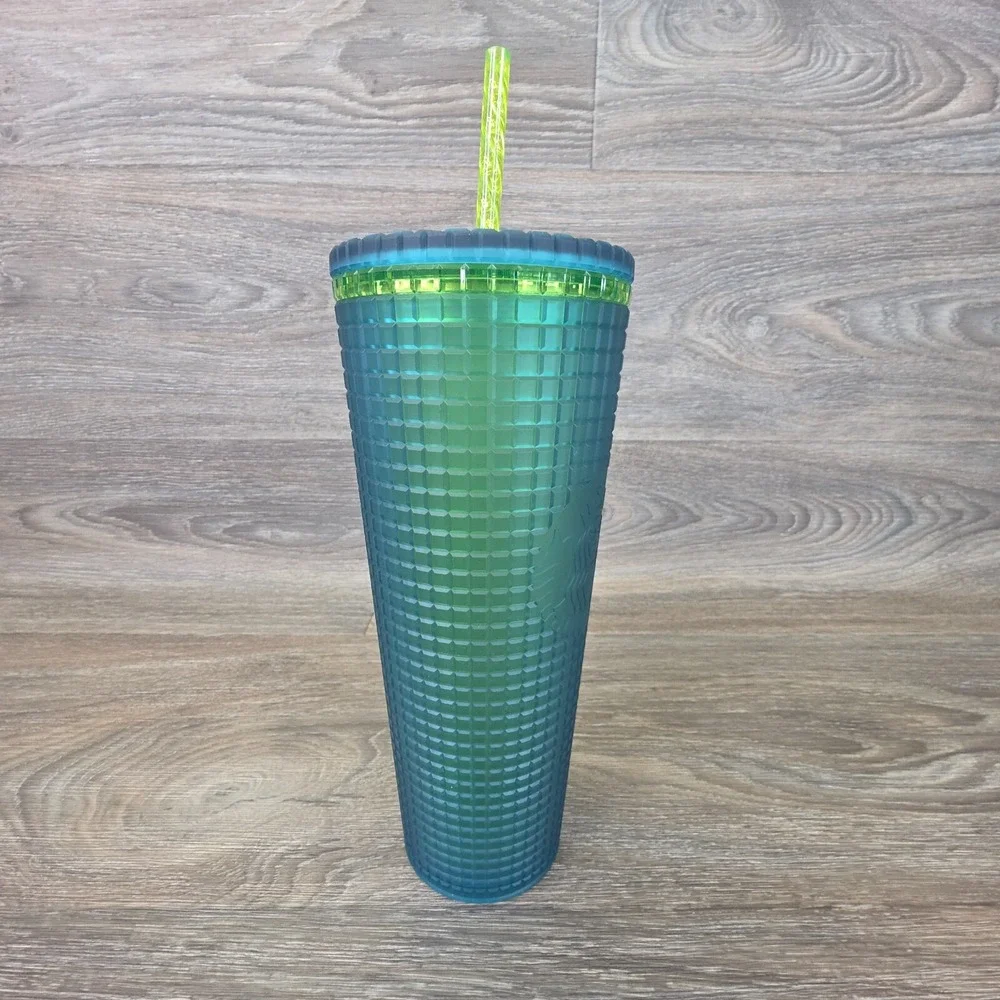 Starbucks Mountain Dew Green Venti Jelly Grid Tumbler W/Straw 24 oz 2022